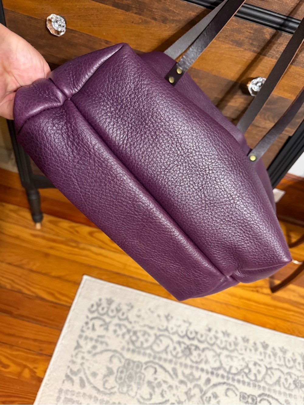 Portland Leather Plum Large Classic Tote - Picture 3 of 6
